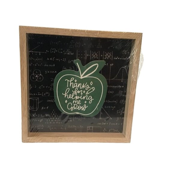 Teacher Appreciation Wooden Shadow Box Frame With Apple Design & Math Equations - Picture 2 of 4